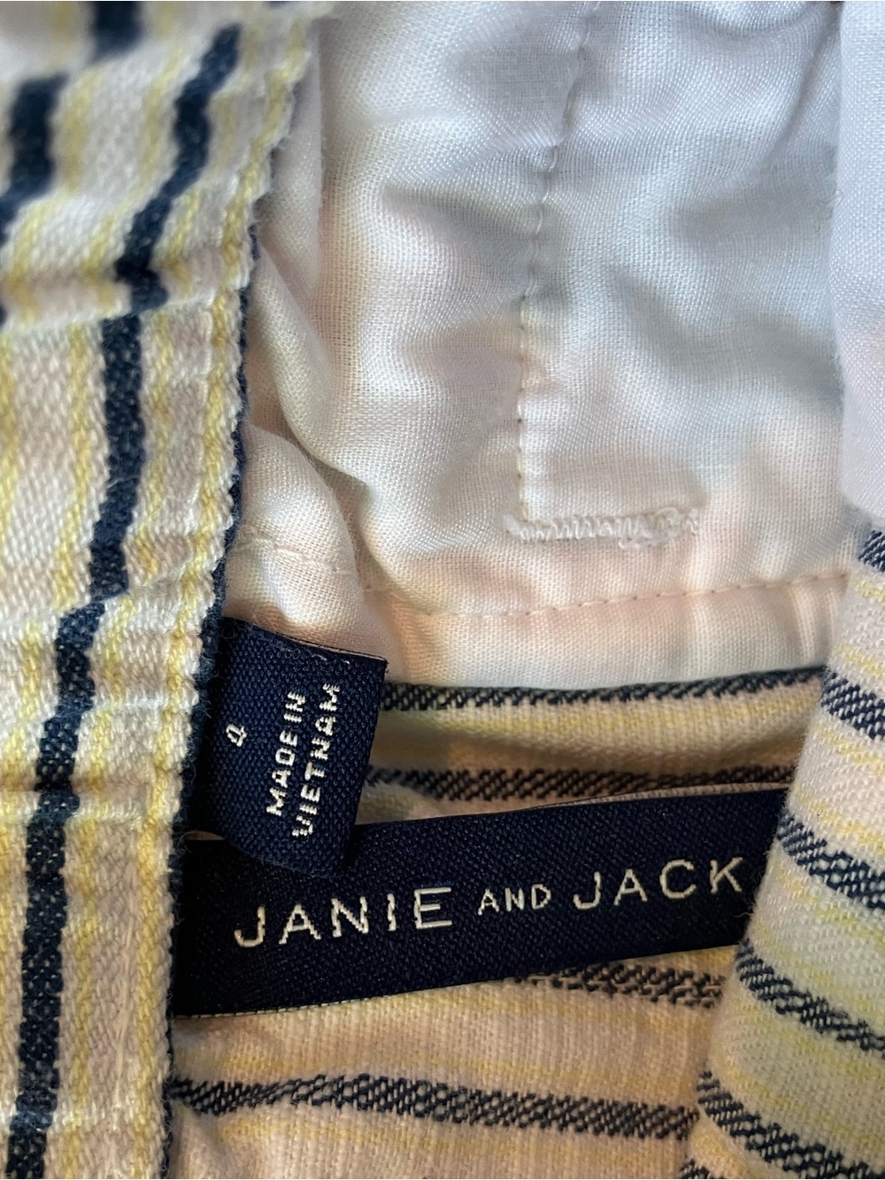 Janie and Jack Creamy White Top with Navy and Yellow Stripes - Picture 2 of 2